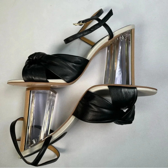 Calvin Klein Laureen acrylic / wooden block heel sandals Sz 9.5 worn in store - Picture 7 of 12